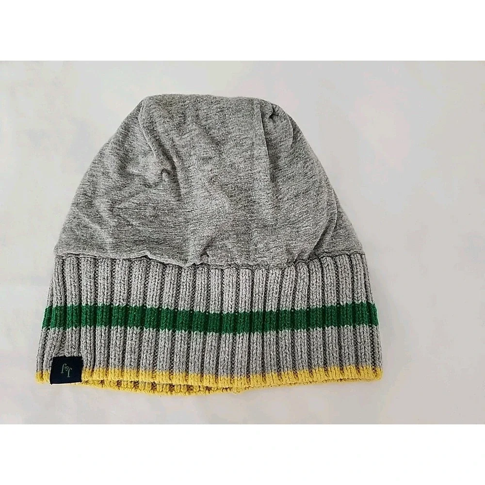 Janie and Jack 2T-3 Toddler Beanie 100% Cotton Lined Cozy Gray Fun Stripes EUC